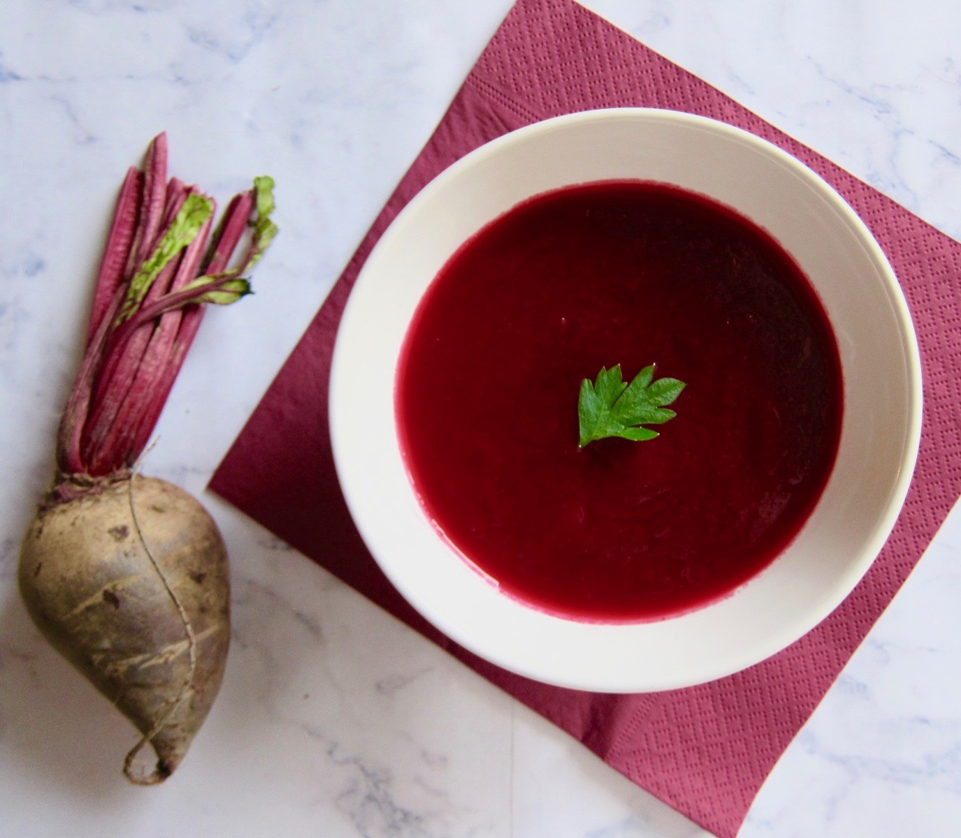 Roast Beets & Sweet Potato Soup