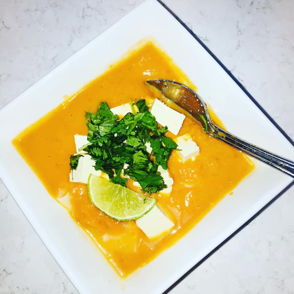 Thai-Style Pumpkin Soup with Tofu