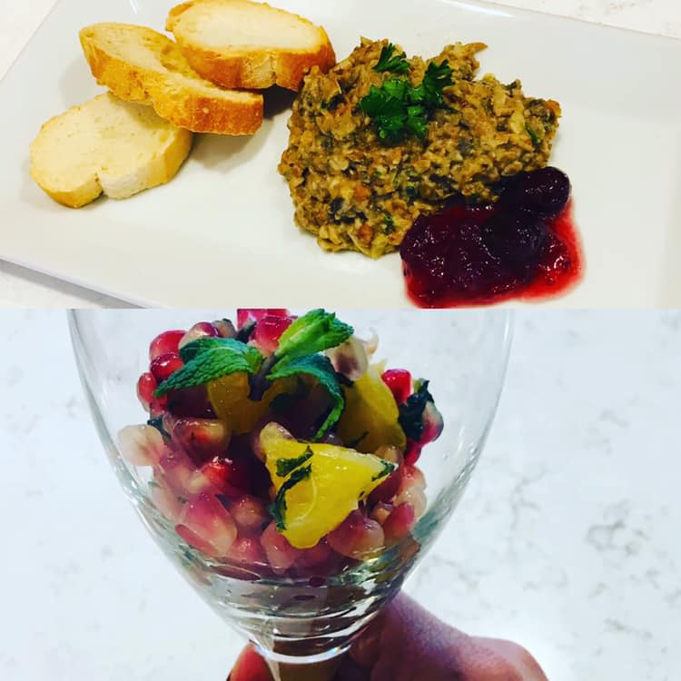 Veggie Pate and Pomegranate Fruit Cup